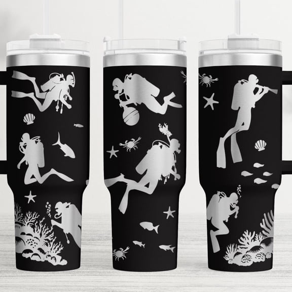 Scuba Diving Tumbler : Hibiscus Flower, 40oz