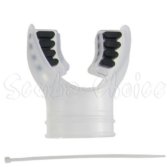 Scuba Diving Ultra Clear Silicone Mouthpiece w/ Color Tab & Regulator Tie (Black)