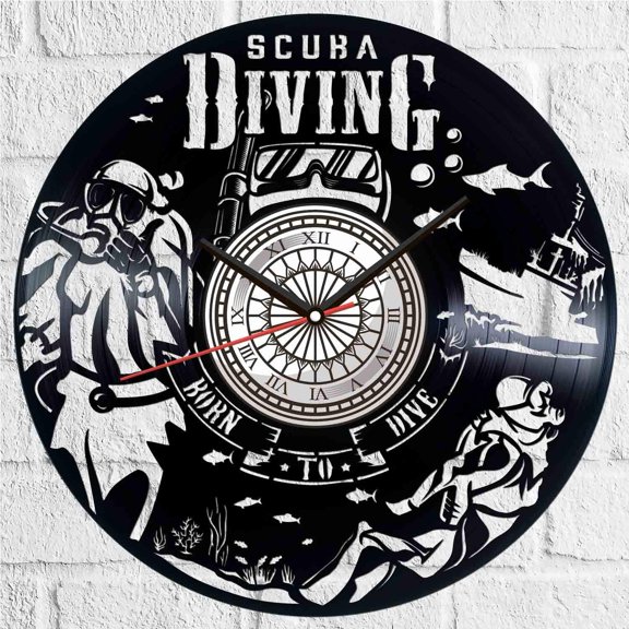 Scuba Diving Vinyl Record Wall Clock Retro style Wall clock Silent Home Decor Unique Art Special Home Accessories Creative Personality Gift