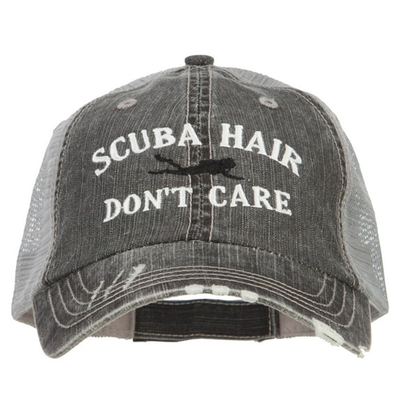 Scuba Hair Don't Care Embroidered Cotton Mesh Cap - Black OSFM