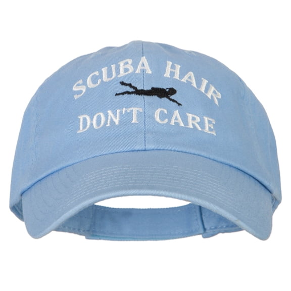 Scuba Hair Don't Care Embroidered Low Profile Cotton Cap - Sky Blue OSFM