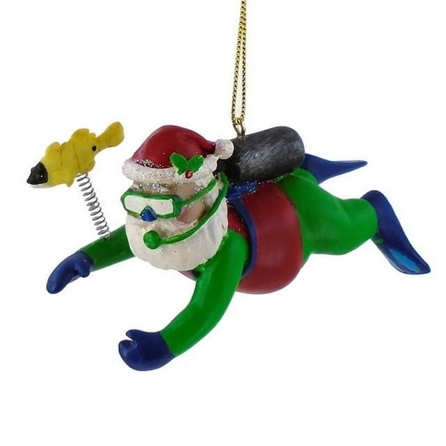 Scuba Santa Resin Figurine or Hanging Ornament