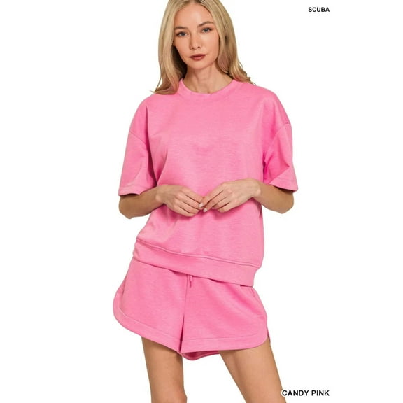Scuba Short Sleeve Top  Shorts Set