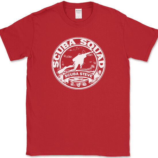 Scuba Steves Scuba Squad T-Shirt Funny Big Daddy Movie Graphic Tee - Red, S