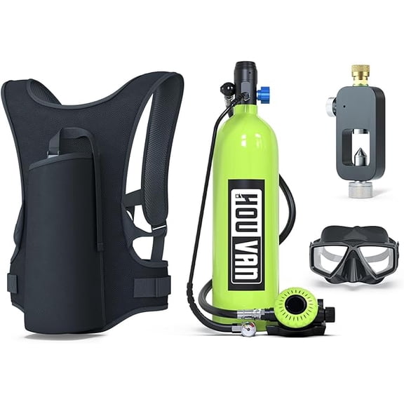 Scuba Tank S700 1.9L Mini Scuba Tank DOT Certified Reusable Diving Cylinder Kit Inflatable Pony Cylinders Underwater Breath Suitable Within 33ft Underwater Operation Backup Gas Supply