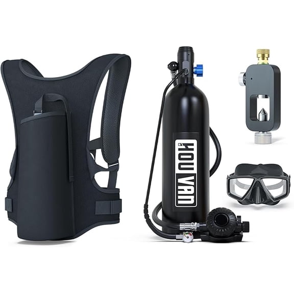 Scuba Tank S700 1.9L Mini Scuba Tank DOT Certified Reusable Diving Cylinder Kit Inflatable Pony Cylinders Underwater Breath Suitable Within 33ft Underwater Operation Backup Gas Supply