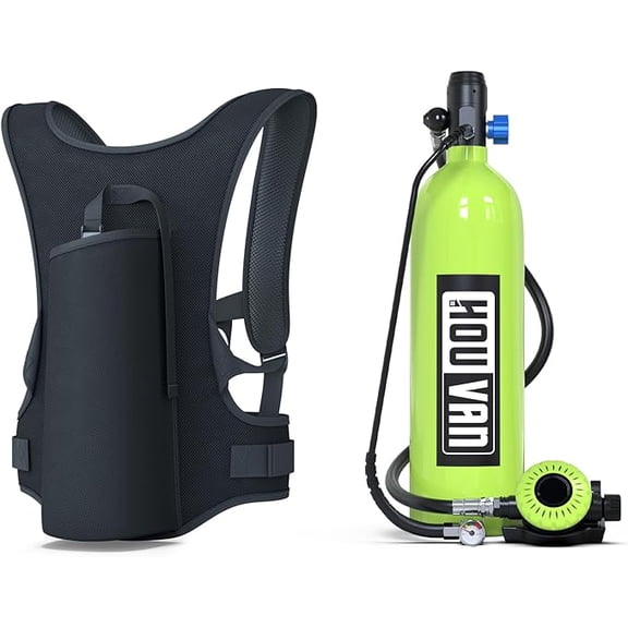 Scuba Tank S700 1.9L Mini Scuba Tank DOT Certified Reusable Diving Cylinder Kit Inflatable Pony Cylinders Underwater Breath Suitable Within 33ft Underwater Operation Backup Gas Supply