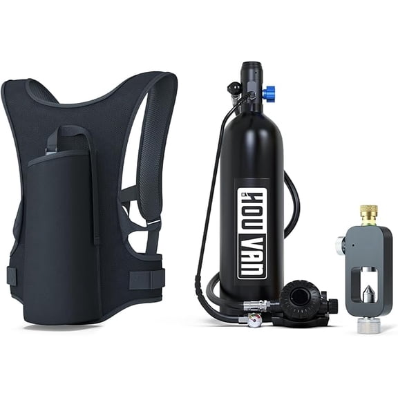 Scuba Tank S700 1.9L Mini Scuba Tank DOT Certified Reusable Diving Cylinder Kit Inflatable Pony Cylinders Underwater Breath Suitable Within 33ft Underwater Operation Backup Gas Supply