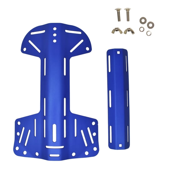 Scuba Tech Diving Low Volume Aluminum Backplate + Single Tank Adapter, Blue