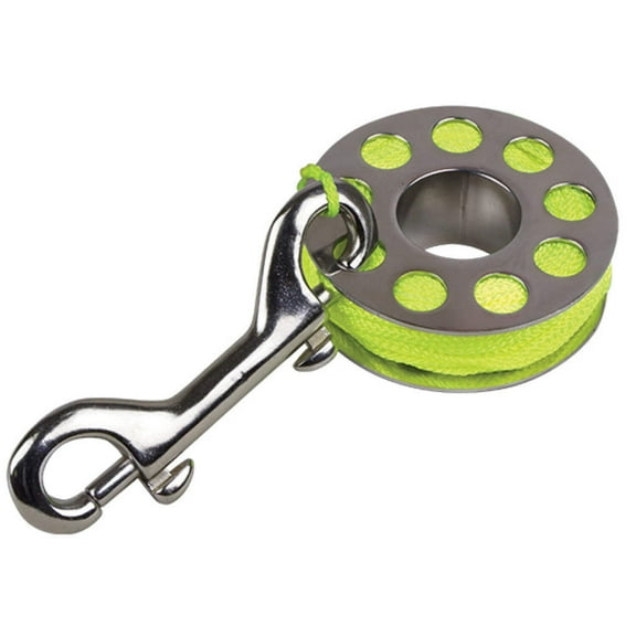 ScubaMax 75 ft Line Nylon dive reel with brass clip - Yellow