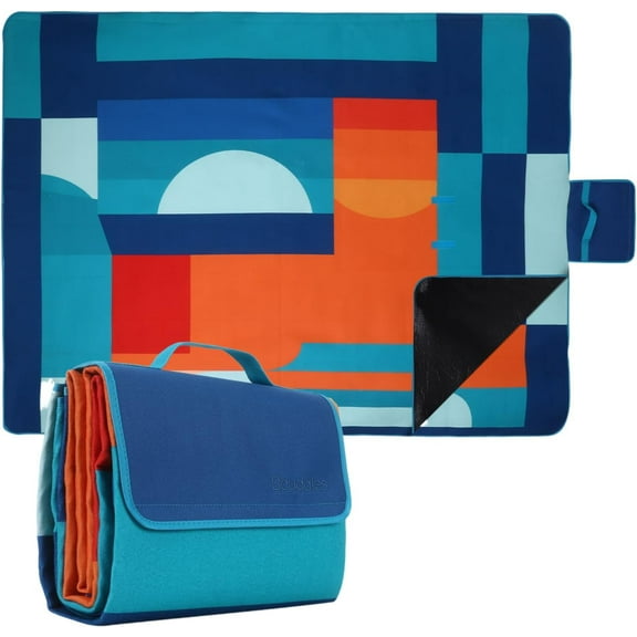 Scuddles Compact Picnic Blanket 79"x59" Extra-Large Outdoor Mat, 3-Layer Waterproof, Soft Fleece, Reinforced Edges, Carry Strap for Camping, Beach & Parks