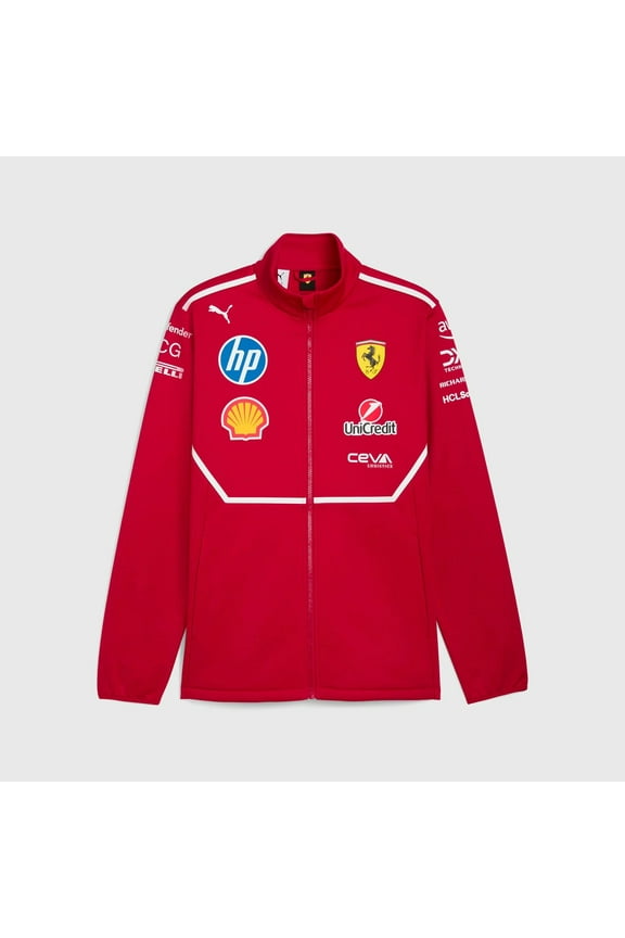 Scuderia Ferrari F1 2025 Men's Team Softshell Jacket Dark Red
