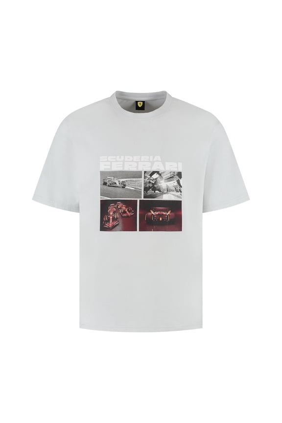 Scuderia Ferrari F1 Forza Tifosi Tshirt with Car and Shield Graphic Print on Chest