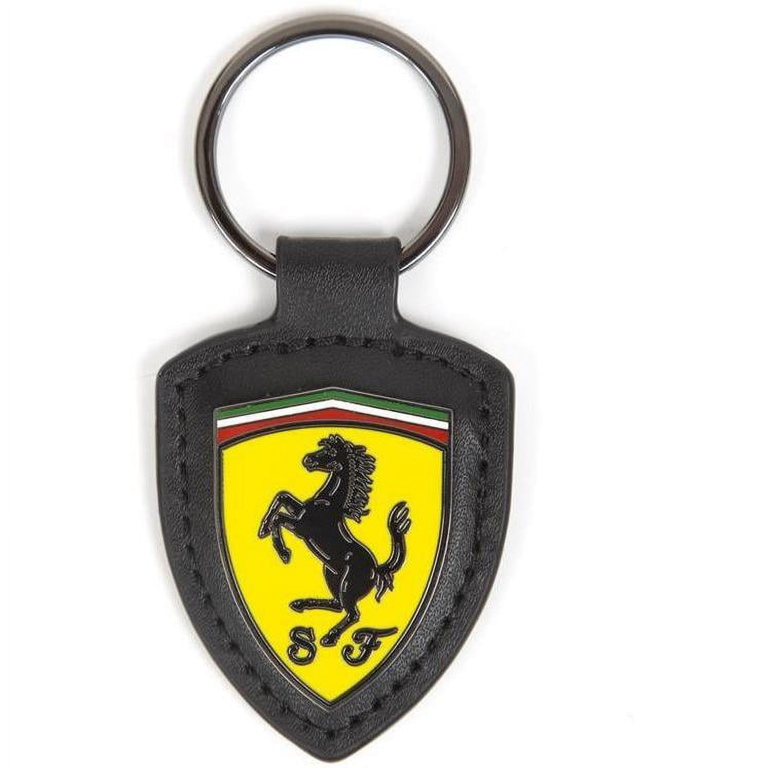 Scuderia Ferrari F1 Team Leather Shield Keychain Fob Black Keyring