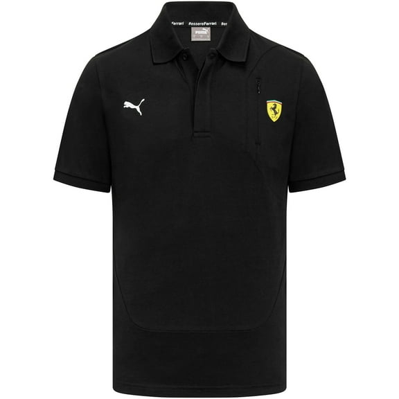 Scuderia Ferrari Men's Puma Small Shield Logo Polo Shirt-Red/Black