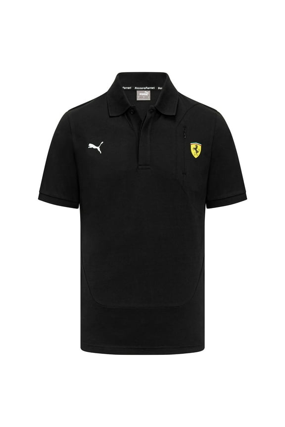 Men's Puma Small Shield Logo Polo Shirt-Red/Black