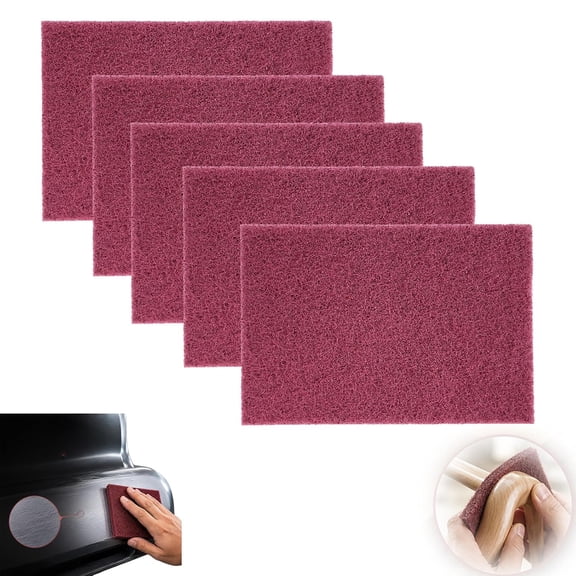 Scuff Hand Pad 400 Grit, 5 x 8 in Maroon Sanding Pads for Kitchen and Auto Paint, 5 Pack