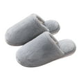 thumbnail image 1 of Scuff Slippers for Women Soft Plush Winter Warm Casual Indoor Home Nonslip Slides Slip on Bedroom House Shoes Grey 6.5, 1 of 6