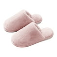 thumbnail image 1 of Scuff Slippers for Women Soft Plush Winter Warm Casual Indoor Home Nonslip Slides Slip on Bedroom House Shoes Pink 7.5, 1 of 7