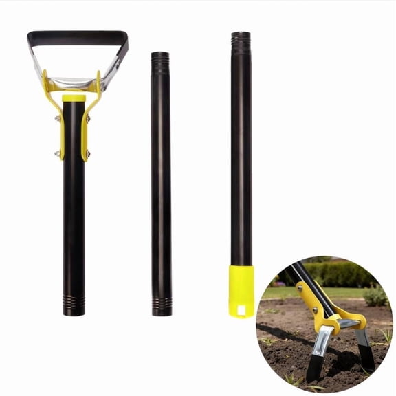 Scuffle Hoe Garden Tool 47.2" Long Handle Stirrup Hoe with Anti-Slip Grip, Rust-Proof Hula Weeder for Stand-Up Weeding, Easy 3-Section Assembly & Storage, Versatile Cultivator for Gardening