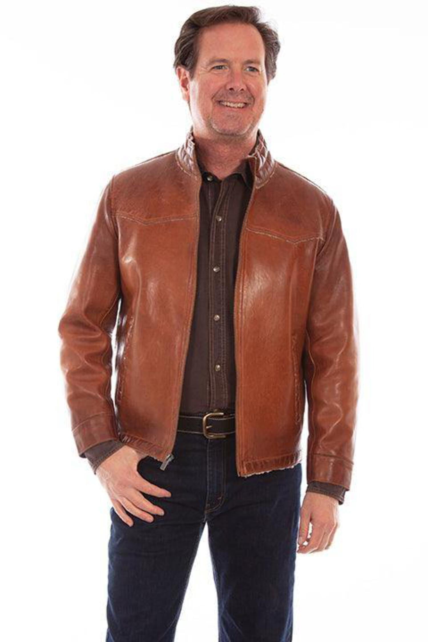 Scully 1083-93-L Mens Luxurious Genuine Leather Jacket with Faux ...