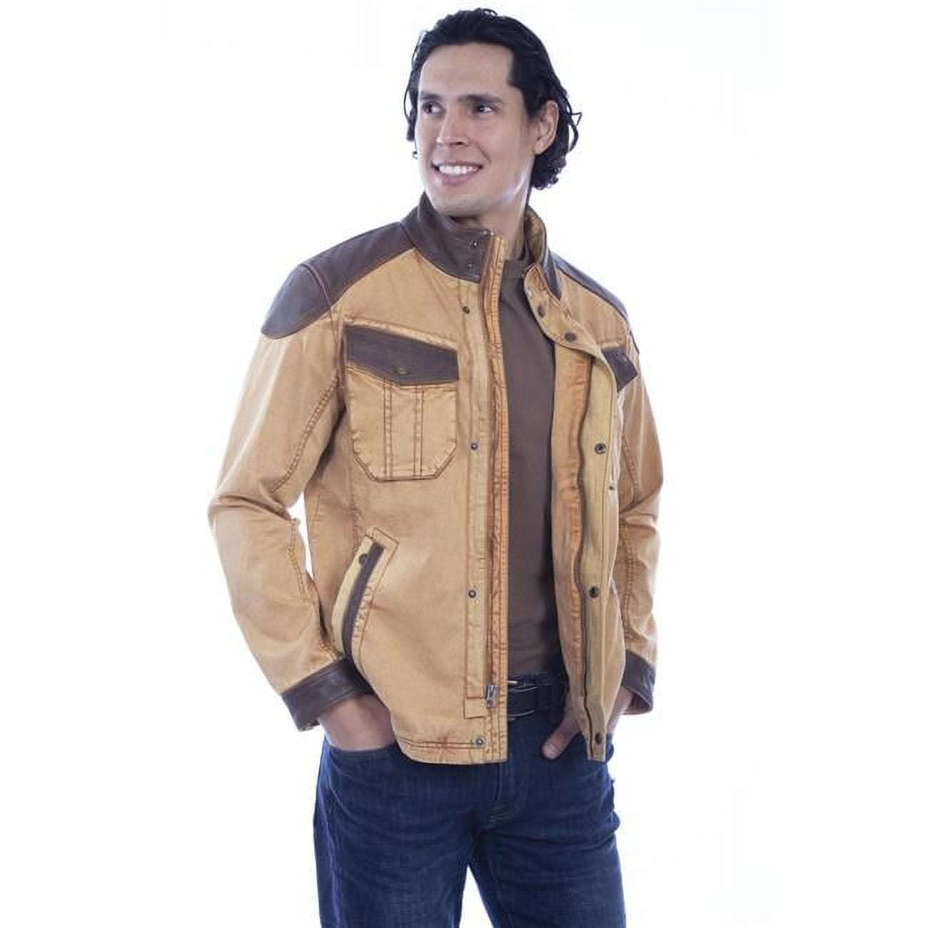 Scully 1089-187 XXL Men Canvas with Leather Trim Jacket, Tan - 2XL