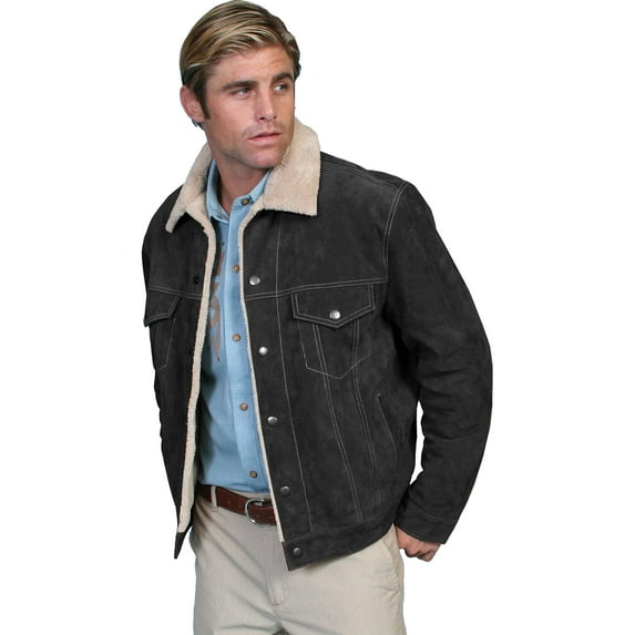 Scully 113-19-S Men Leather Jacket - Black Boar Suede, Small