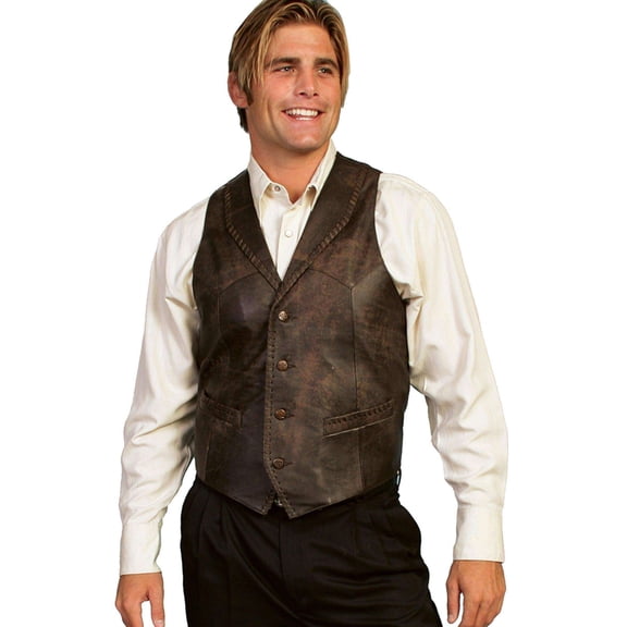 Scully 206-161-3X-B Men Leather Lapel Vest - Brown Buff, 3X