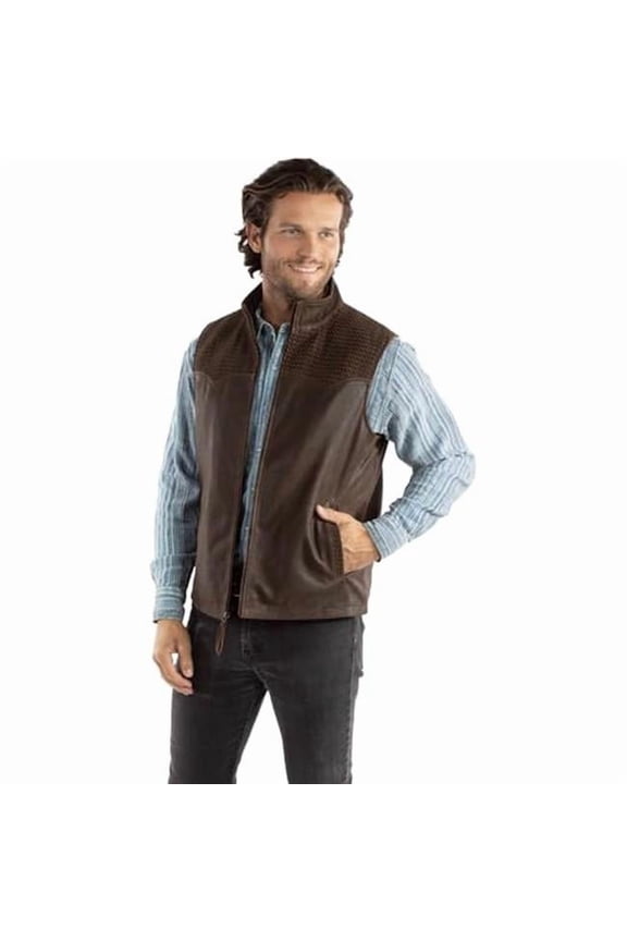 Scully 2071-306-L Mens Quilted Yoke Vest, Brown - Large