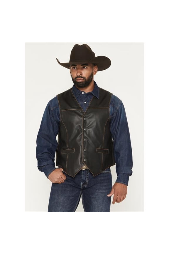 Scully 2111-259-XL Mens Leather Vest, Dark Brown - Extra Large