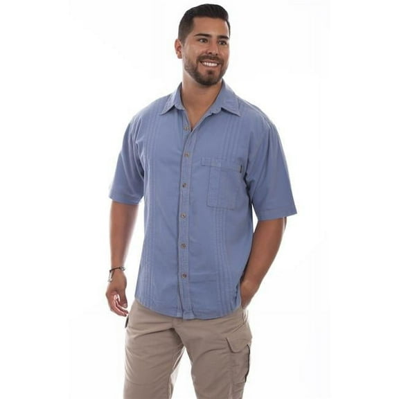 Scully 4800 CTB M The Traveler Mens Short-Sleeved Shirt, Citadel Blue - Medium