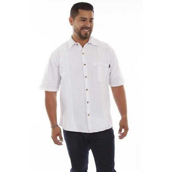 Scully 4800 WHT XXL The Traveler Mens Short-Sleeved Shirt, White - 2XL