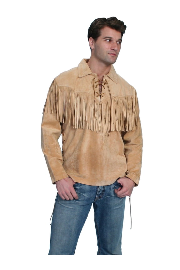 Scully 5-409-L Mens Leather Wear Shirt- Bourbon Boar Suede- Large