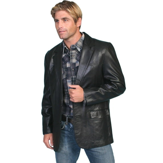 Scully 501-11-36 Mens Leather Wear Western Blazer, Black Lamb, Size 36