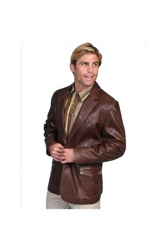 Scully 501-427-46L-L Mens Leather Wear Western Blazer, Chocolate, Size 46L