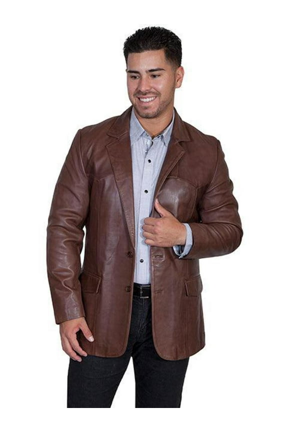 Scully 501-427-48 Mens Leather Wear Western Blazer- Chocolate- Size 48