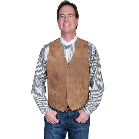 Scully Men's Lamb Leather Western Vest, Maple, 40