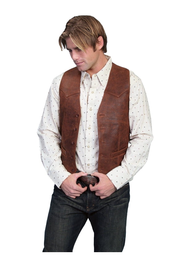 Scully 503-60-46 Mens Leather Wear Lamb Western Vest - Brown - 46
