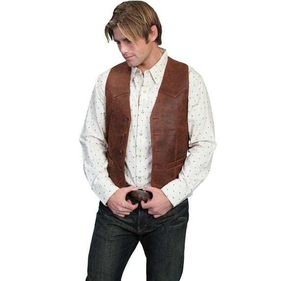 Scully 503-60-46 Mens Leather Wear Lamb Western Vest - Brown - 46