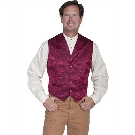Wahmaker By Scully Men's Wahmaker Silk Floral Single Breasted Vest Big And Tall Burgundy Tall US