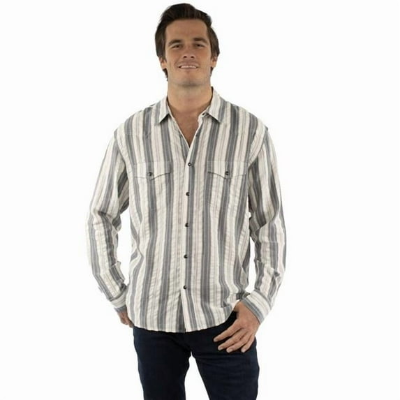 Scully 5406-BLU-XXL Western Shirt Mens Long Sleeve Stripe Snap Front, Blue - 2XL