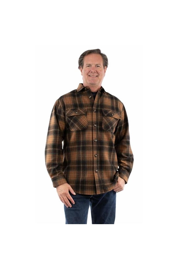 Scully 5410-BRN-XL Boulder Ridge Mens Western Wool Flannel Shirt, Brown - Extra Large