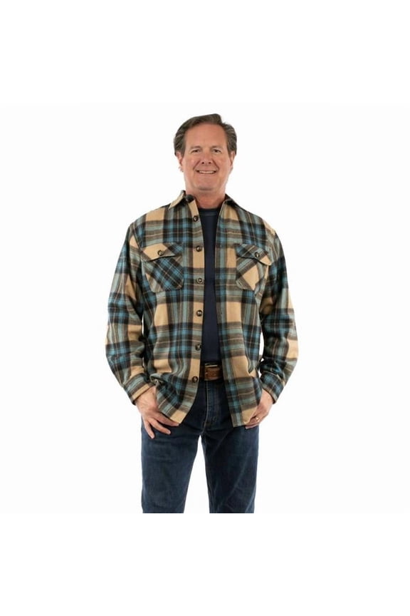 Scully 5411-TAN-M Boulder Ridge Mens Western Wool Flannel Shirt, Tan - Medium