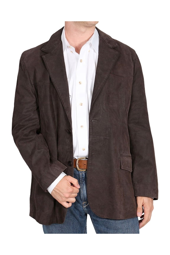 Scully 602-63-48 Mens Leather Wear Blazer- Brown- Size 48