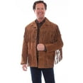 thumbnail image 1 of Scully Leather Mens Boar Suede Button Front Fringe Jacket Cinnamon L, 1 of 2