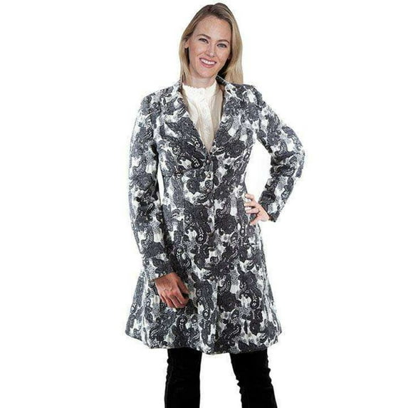 Scully BLACK-WHITE DAMASK PAISLEY FROCK COAT
