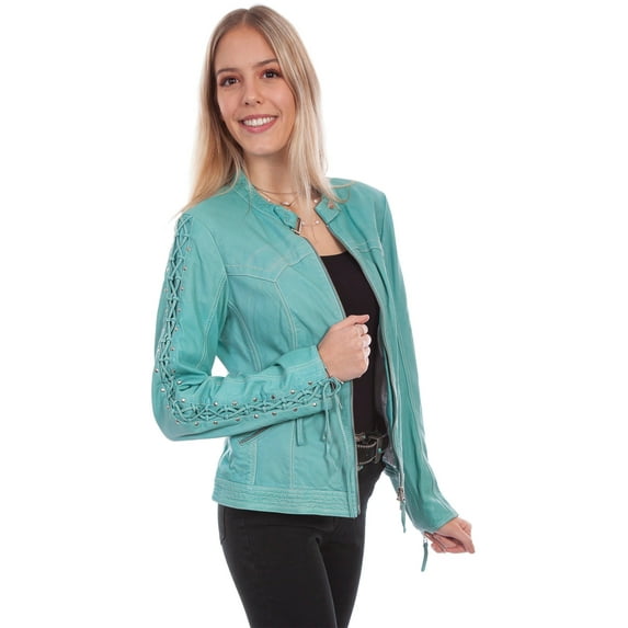 Scully L1070-254-M Women Laced Sleeve Jacket, Blue River - Medium