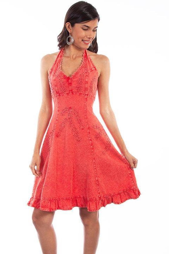 Scully PSL-053-BRI-XXL Cantina Halter Top Dress Womens Sundress, Brick - 2XL