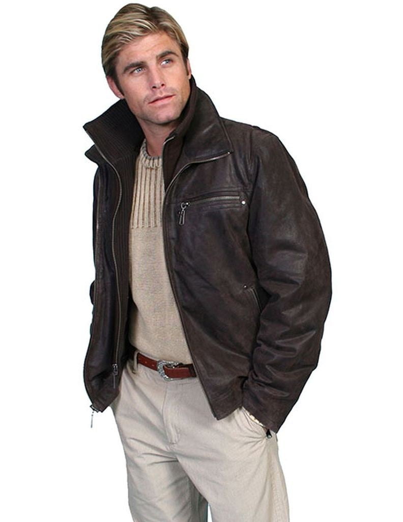 Scully Mens Leather Wear Jacket- Brown- Extra Large 