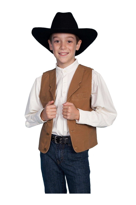 Scully Boys' Canvas Vest Brown Large